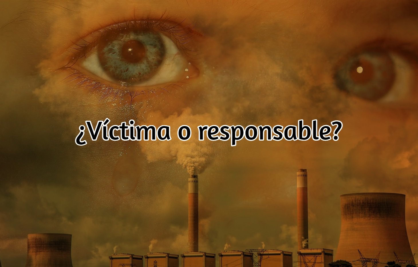 Niño llorando sobre fondo de contaminación